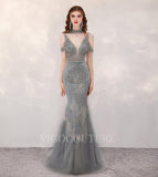 Prom Dress 2025 Beaded Off the Shoulder Prom Dresses Mermaid Evening Dresses 20131-unique elegant Prom Dresses-Silver-US2-vigocouture