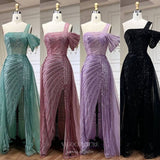 Prom Dress 2025 Beaded One Shoulder Mermaid Pageant Dresses with Slit Overskirt Evening Dress 25028-unique elegant Prom Dresses-As Pictured-US2-vigocouture