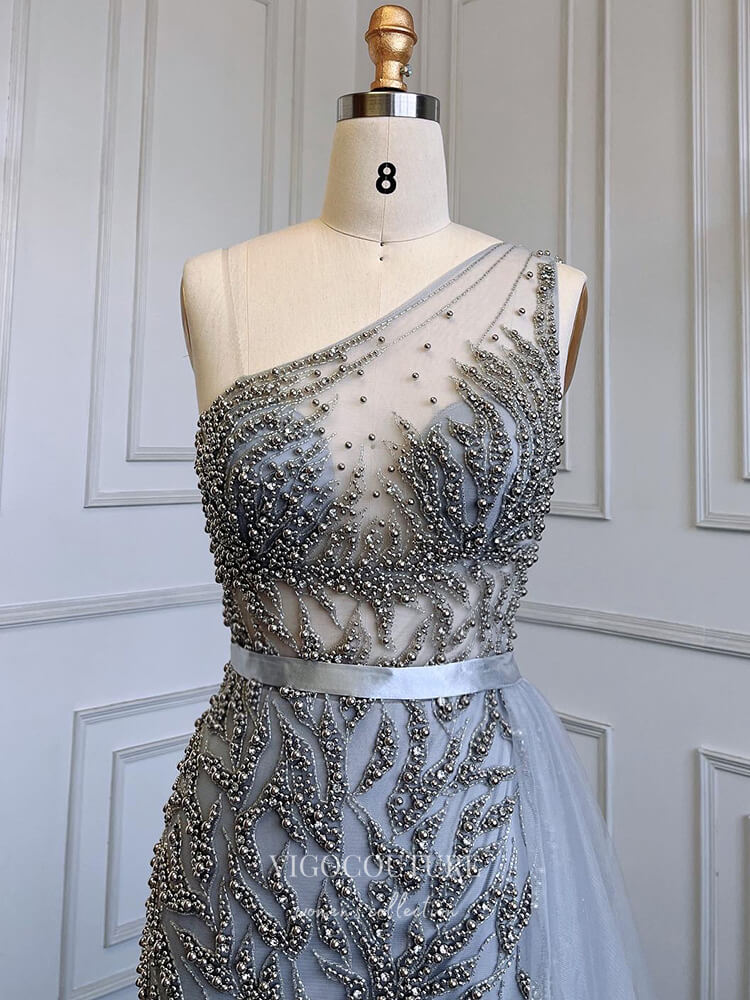 beaded one shoulder prom dress Primavera Couture 3798 Prom Dress Long Beaded Gown Cutout One Shoulder Prom Dress Ruffle Slit 0 / PURPLE