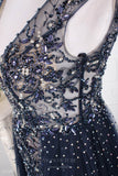 Prom Dress 2025 Beaded Plunging V-Neck Prom Dresses 20751-unique elegant Prom Dresses-Grey-US2-vigocouture