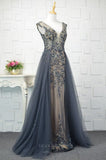 Prom Dress 2025 Beaded Plunging V-Neck Prom Dresses 20751-unique elegant Prom Dresses-Grey-US2-vigocouture