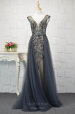 Beaded Plunging V-Neck Prom Dresses 20751