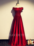 Prom Dress 2025 Beaded Prom Dress 2022 Off the Shoulder Prom Gown-unique elegant Prom Dresses-Red-US2-vigocouture