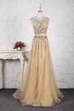 Prom Dress 2025 Beaded Prom Dresses Boat Neck Evening Dresses 20764-unique elegant Prom Dresses-Champagne-US2-vigocouture