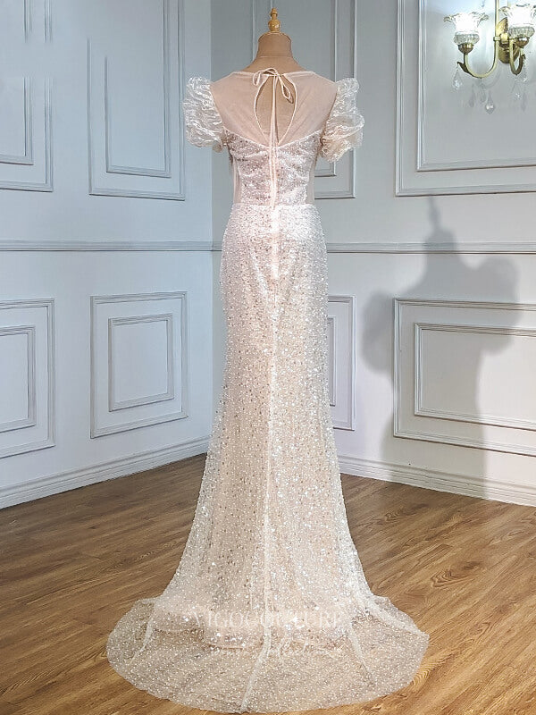 Beaded Prom Dresses Puffed Sleeve Evening Dresses 21241 vigocouture Beaded Prom Dresses Puffed Sleeve Evening Dresses 21241 vigocouture