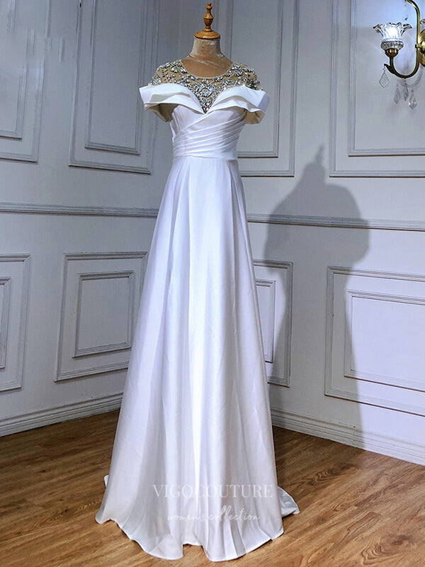 Prom Dress 2025 Beaded Prom Dresses Satin Evening Dresses 21197-unique elegant Prom Dresses-Ivory-US2-vigocouture