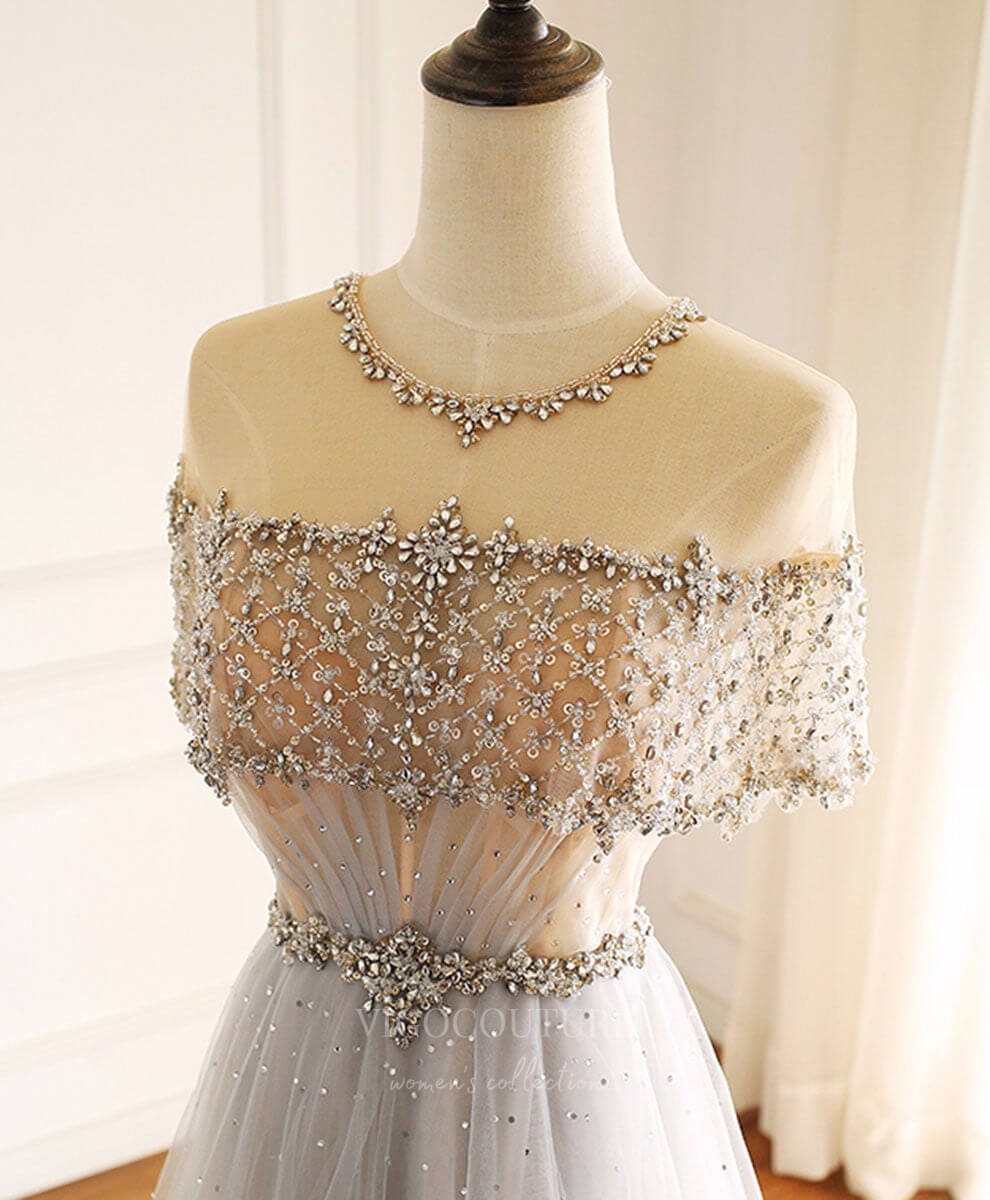 Prom Dress 2025 Beaded Round Neck Prom Dress 20240-unique elegant Prom Dresses-Light Blue-US2-vigocouture