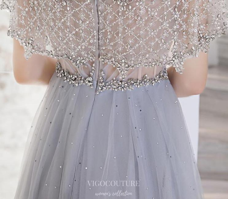 Prom Dress 2025 Beaded Round Neck Prom Dress 20240-unique elegant Prom Dresses-Light Blue-US2-vigocouture