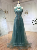 Prom Dress 2025 Beaded Sequin Prom Dresses Halter Neck Pageant Dress 24514-unique elegant Prom Dresses-Green-US2-vigocouture