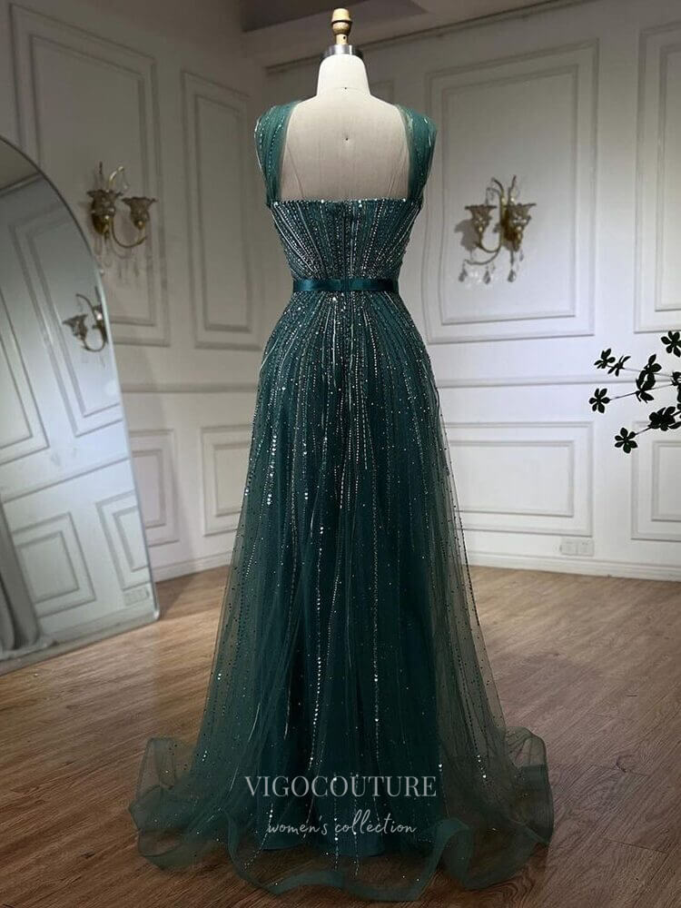 Prom Dress 2025 Beaded Sequin Prom Dresses Halter Neck Pageant Dress 24514-unique elegant Prom Dresses-Light Blue-US2-vigocouture