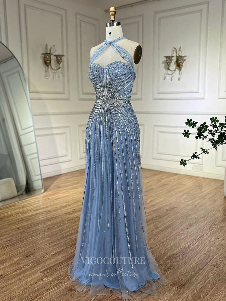 Beaded Sequin Prom Dresses Halter Neck Pageant Dress 24514 Green / US2 Beaded Sequin Prom Dresses Halter Neck Pageant Dress 24514 Green / US2