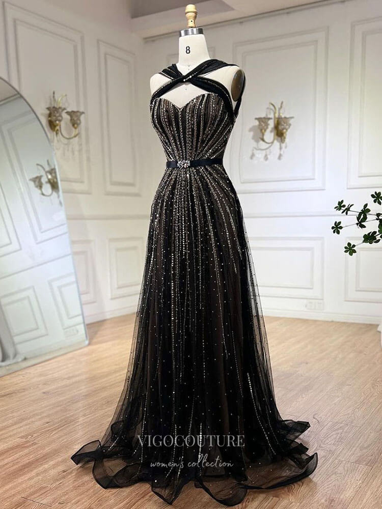 Beaded Sequin Prom Dresses Halter Neck Pageant Dress 24514 vigocouture Beaded Sequin Prom Dresses Halter Neck Pageant Dress 24514 vigocouture