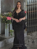 Prom Dress 2025 Beaded Sheath Batwing Sleeve Prom Dresses V-Neck Pageant Dress 25008-unique elegant Prom Dresses-As Pictured-US2-vigocouture