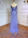 Prom Dress 2025 Beaded Sheath Prom Dresses Detachable Train 1920s Evening Dress 22134-unique elegant Prom Dresses-Lavender-US2-vigocouture