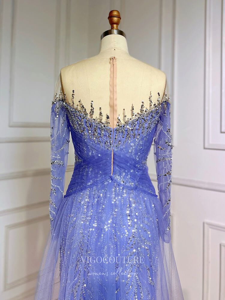 Beaded Sheath Prom Dresses Detachable Train 1920s Evening Dress 22134 Lavender / US6 Beaded Sheath Prom Dresses Detachable Train 1920s Evening Dress 22134 Lavender / US6