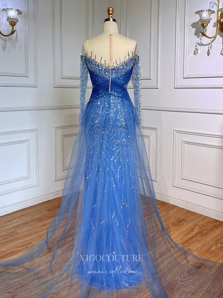 Prom Dress 2025 Beaded Sheath Prom Dresses Detachable Train 1920s Evening Dress 22134-unique elegant Prom Dresses-Lavender-US2-vigocouture