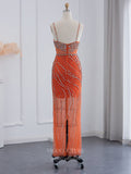 Prom Dress 2025 Beaded Sheath Prom Dresses Spaghetti Strap 1920s Evening Dress 22159-unique elegant Prom Dresses-Orange-US2-vigocouture