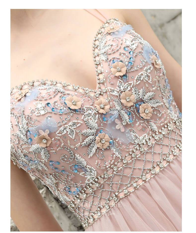 Prom Dress 2025 Beaded Spaghetti Strap Prom Dress 20189-unique elegant Prom Dresses-Blush-US2-vigocouture