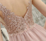 Prom Dress 2025 Beaded Spaghetti Strap Prom Dress 20191-unique elegant Prom Dresses-Blush-US2-vigocouture