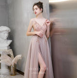 Prom Dress 2025 Beaded Spaghetti Strap Prom Dress 20193-unique elegant Prom Dresses-Blush-US2-vigocouture