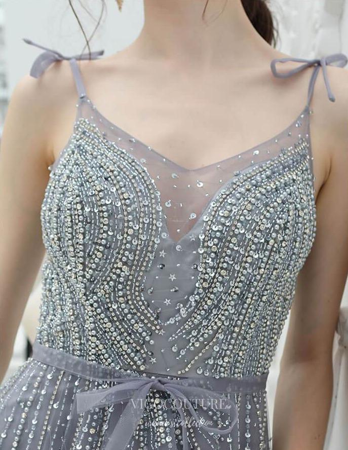 Prom Dress 2025 Beaded Spaghetti Strap Prom Dress 20196-unique elegant Prom Dresses-Grey-US2-vigocouture