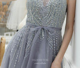 Prom Dress 2025 Beaded Spaghetti Strap Prom Dress 20196-unique elegant Prom Dresses-Grey-US2-vigocouture