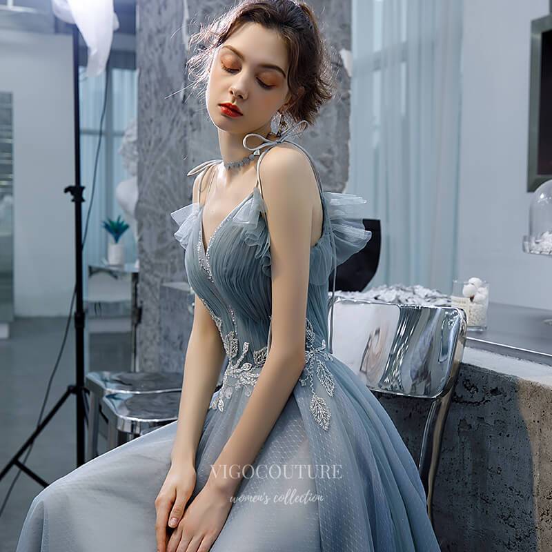 Prom Dress 2025 Beaded Spaghetti Strap Prom Dress 20198-unique elegant Prom Dresses-Slate Grey-US2-vigocouture