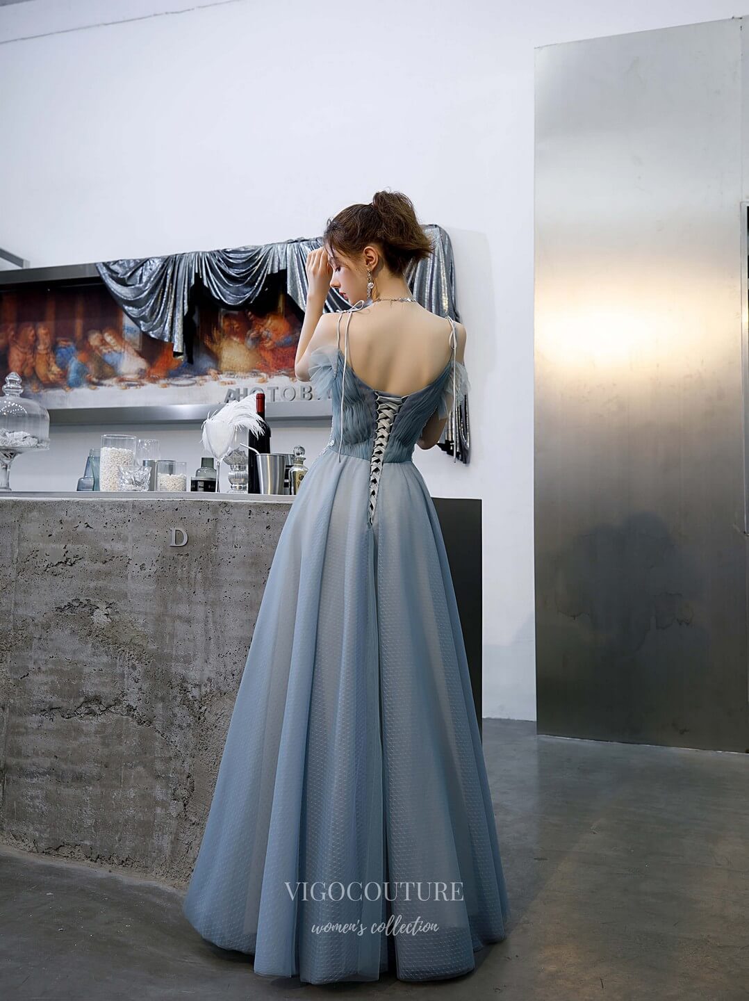 Prom Dress 2025 Beaded Spaghetti Strap Prom Dress 20198-unique elegant Prom Dresses-Slate Grey-US2-vigocouture