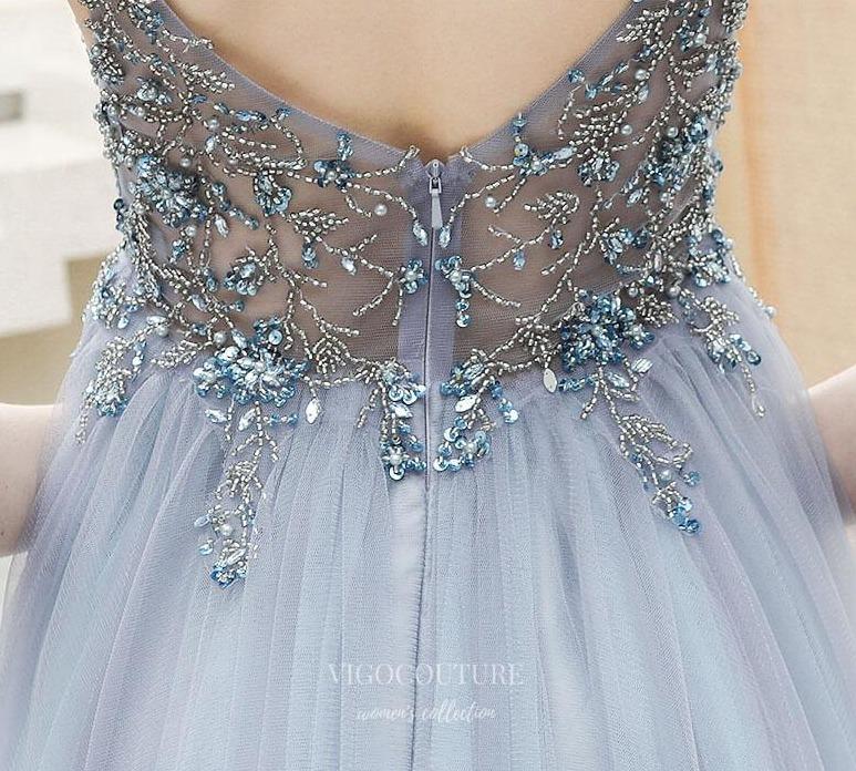 Prom Dress 2025 Beaded Spaghetti Strap Prom Dress 20200-unique elegant Prom Dresses-Slate Grey-US2-vigocouture