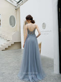 Prom Dress 2025 Beaded Spaghetti Strap Prom Dress 20200-unique elegant Prom Dresses-Slate Grey-US2-vigocouture