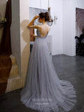 Prom Dress 2025 Beaded Spaghetti Strap Prom Dress 20204-unique elegant Prom Dresses-Grey-US2-vigocouture