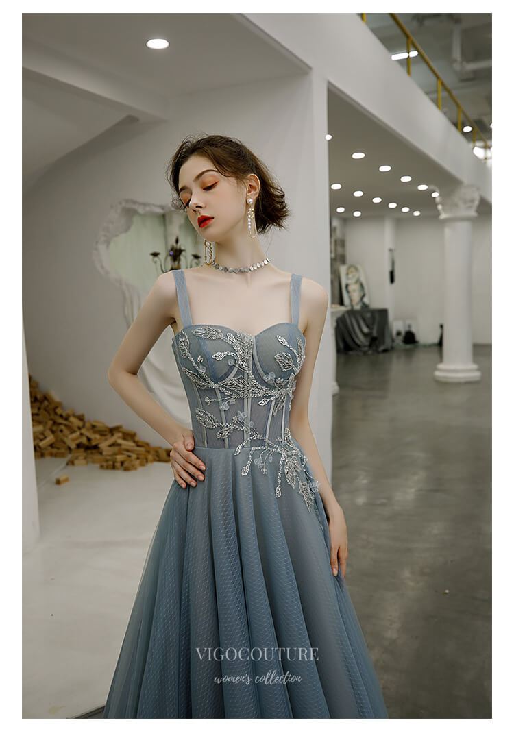 Prom Dress 2025 Beaded Spaghetti Strap Prom Dress 20207-unique elegant Prom Dresses-Slate Grey-US2-vigocouture