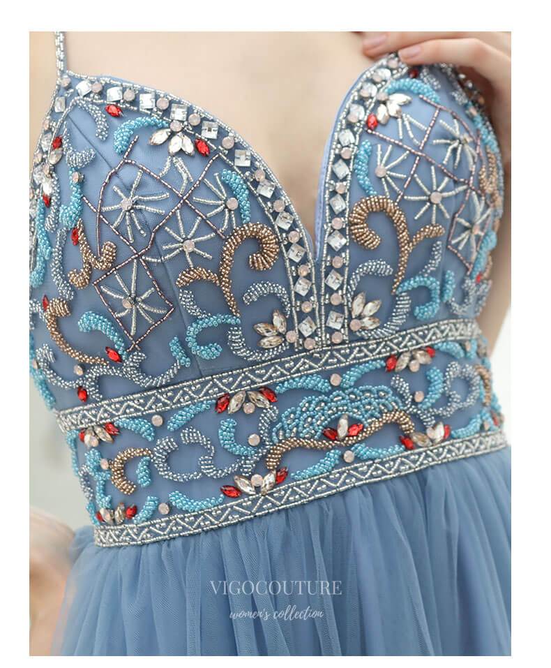 Prom Dress 2025 Beaded Spaghetti Strap Prom Dress 20221-unique elegant Prom Dresses-Light Blue-US2-vigocouture