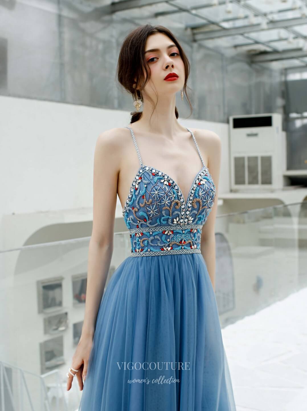 Prom Dress 2025 Beaded Spaghetti Strap Prom Dress 20221-unique elegant Prom Dresses-Light Blue-US2-vigocouture