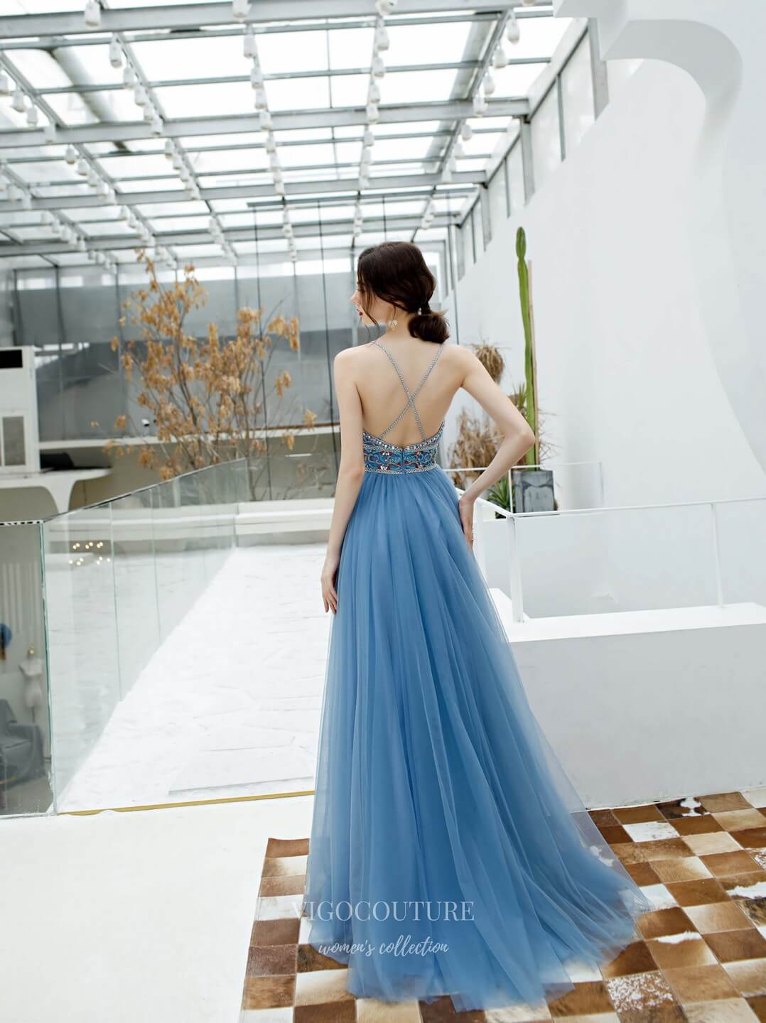 Prom Dress 2025 Beaded Spaghetti Strap Prom Dress 20221-unique elegant Prom Dresses-Light Blue-US2-vigocouture