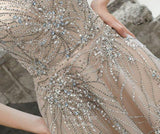 Prom Dress 2025 Beaded Spaghetti Strap Prom Dress 20222-unique elegant Prom Dresses-Silver-US2-vigocouture