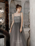 Prom Dress 2025 Beaded Spaghetti Strap Prom Dress 20224-unique elegant Prom Dresses-Silver-US2-vigocouture