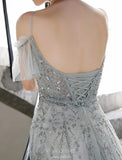 Prom Dress 2025 Beaded Spaghetti Strap Prom Dress 20228-unique elegant Prom Dresses-Grey-US2-vigocouture