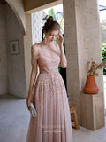 Prom Dress 2025 Beaded Spaghetti Strap Prom Dress 20241-unique elegant Prom Dresses-Blush-US2-vigocouture