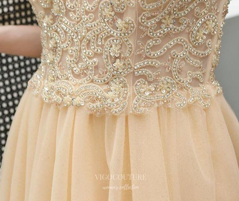 Prom Dress 2025 Beaded Spaghetti Strap Prom Dresses Tiered 20187-unique elegant Prom Dresses-Champagne-US2-vigocouture