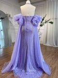 Prom Dress 2025 Beaded Strapless Mermaid Prom Dresses Removable Puffed Sleeve Pageant Dress 25012-unique elegant Prom Dresses-Lavender-US2-vigocouture