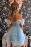 Short Prom Dresses 2025 Beaded Tiered Hoco Dresses Off the Shoulder Homecoming Dresses hc213-Prom Dresses-vigocouture-vigocouture