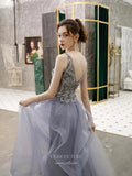 Prom Dress 2025 Beaded Tiered Prom Dress 20215-unique elegant Prom Dresses-Grey-US2-vigocouture