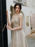 Prom Dress 2025 Beaded V-Neck Prom Dress 20220-unique elegant Prom Dresses-Champagne-US2-vigocouture