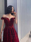 Prom Dress 2025 Beaded Velvet Maxi Prom Dress 20662-unique elegant Prom Dresses-Red-US2-vigocouture