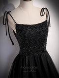 Prom Dress 2025 Black Beaded Spaghetti Strap Prom Dress 20898-unique elegant Prom Dresses-Black-Custom Size-vigocouture