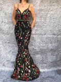 Prom Dress 2025 Black Floral Lace Mermaid Prom Dress 20991-unique elegant Prom Dresses-Black-US2-vigocouture