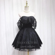 Black Homecoming Dress Lace Hoco Dress hc072