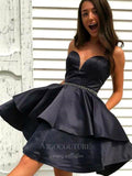 Short Prom Dresses 2025 Black Homecoming Dress Sweetheart Neck Hoco Dress hc047-Prom Dresses-vigocouture-vigocouture