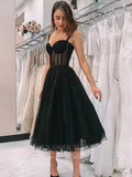 Black Homecoming Dress Sweetheart Neck Maxi Hoco Dress hc053